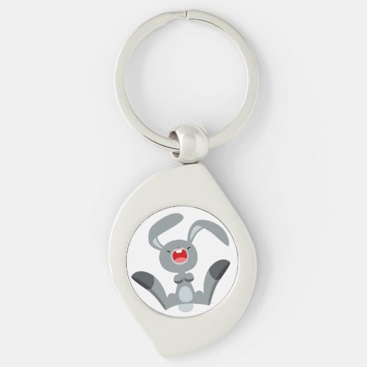 Schattigee Joyful Cartoon Konijnenmetaal Sleutelha Sleutelhanger (Voorkant)