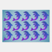 Schattigee Jumping Blauw Wit Paarse Groene Dolfijn Inpakpapier Vel (Voorkant 2)