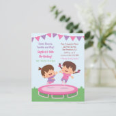 Schattigee Jumping Girls Trampoline Verjaardagsfee Kaart (Staand voorkant)