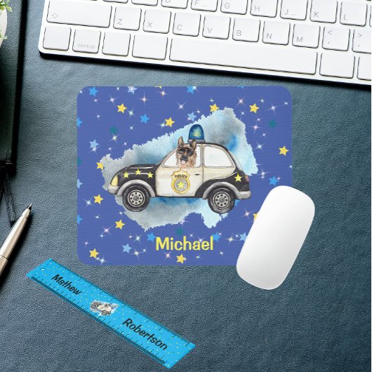 Schattigee K-9 in een politieauto Muismat