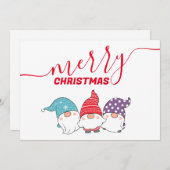 Schattigee kabouters vrolijk kerstkalligrafiescrip feestdagenkaart (Voorkant / Achterkant)