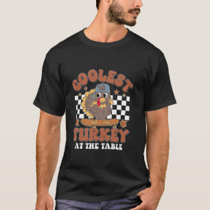 Schattigee kalkoen coolste kalkoen aan tafel Retro T-shirt