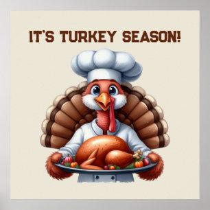Schattigee kalkoen Seizoen Thanksgiving aanpasbaar Poster