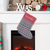 Schattigee kalligrafie Script Navy Blue Plaid Patt Kleine Kerstsok
