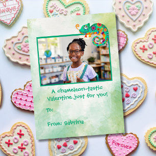 Schattigee Kameleon Kinder Klaslokaal Valentijnsda Notitiekaartje