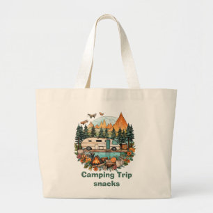 Schattigee kampeertrip snack grote tote bag