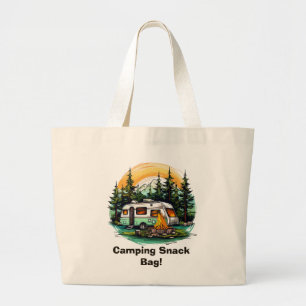 Schattigee kampeertrip snack grote tote bag