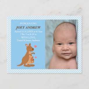 Schattigee Kangoeroe Joey Baby Foto Geboorteaankon Aankondiging