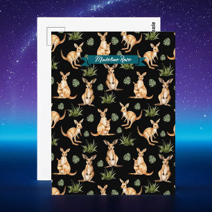 Schattigee Kangoeroe Print Dierenvrienden Wallaby  Briefkaart