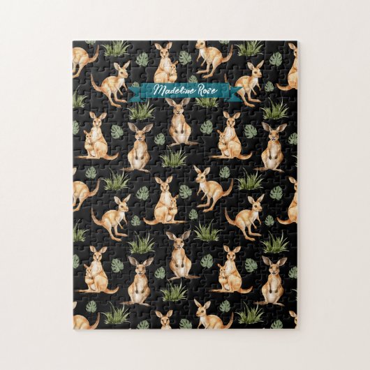 Schattigee Kangoeroe Print Dierenvrienden Wallaby Legpuzzel (Verticaal)