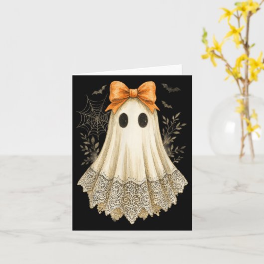 Schattigee Kant Ghost Bow Bloemen Spooky Vrouwen F Kaart (Gele Bloem)