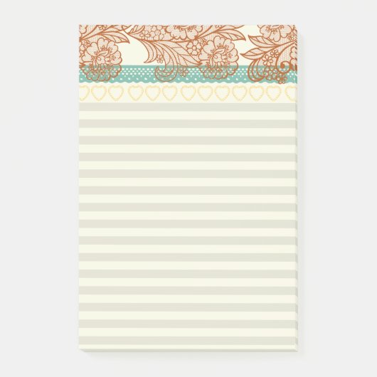 Schattigee kantbordeaux met strepen pastel vrouwel post-it® notes (Voorkant)