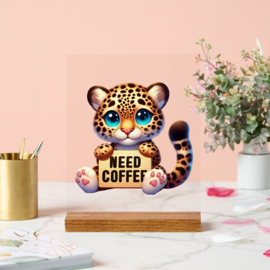 Schattigee kantoor heeft koffie luipaard nodig acryl bord (Huwelijk)