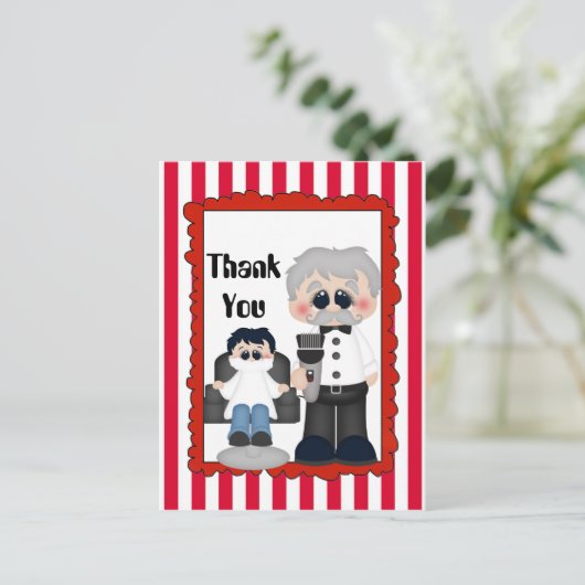 Schattigee kapperszaak Dank u briefkaart (Staand voorkant)
