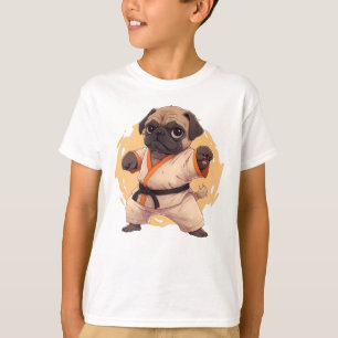 Schattigee karate pug dog, gevaarlijke pug puppy t-shirt