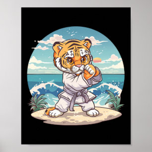 Schattigee Karate Tijger Kickboksen Taekwondo Jiu- Poster