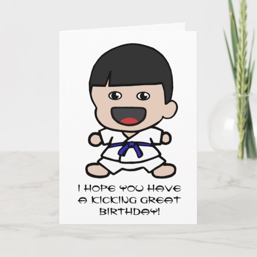 Schattigee Karate Verjaardag Kaart voor Jongens (Voorkant)