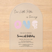 Schattigee kat 1e verjaardag acryl uitnodigingen (Voorkant)