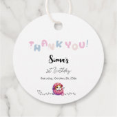 Schattigee kat 1e verjaardag bedankjes labels (Achterkant)