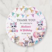 Schattigee kat 1e verjaardagsfeestje bedankjes labels (Achterkant)