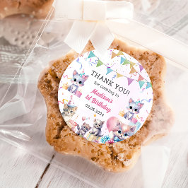 Schattigee kat 1e verjaardagsfeestje ronde sticker