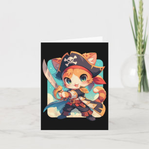 Schattigee kat als piraat kawaii anime kaart
