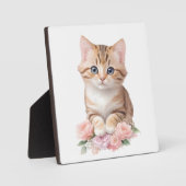 Schattigee kat bloemengrillige katachtige kattenbl fotoplaat (Voorkant)