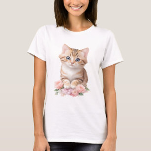 Schattigee kat bloemengrillige katachtige kattenbl t-shirt