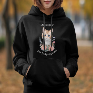 Schattigee kat bloemontwerp Motivatie Hoodie