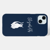 Schattigee Kat Cartoon Winking Kat Navy Blue Case-Mate iPhone Case (Achterkant (horizontaal))