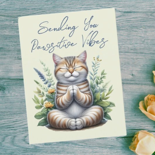 Schattigee kat die positieve vibes aanmoediging ve briefkaart