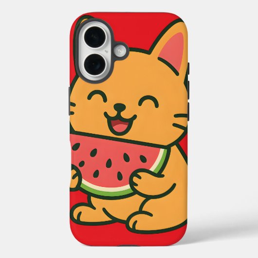Schattigee kat die watermeloen eet - Kawaii Funny  Case-Mate iPhone Case (Achterkant)
