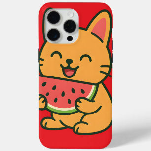 Schattigee kat die watermeloen eet - Kawaii iPhone 15 Pro Max Hoesje