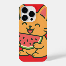 Schattigee kat die watermeloen eet - Kawaii iPhone iPhone 14 Plus Hoesje