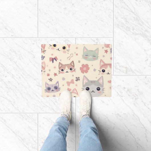 Schattigee Kat eenvoudige huisdier kitten Patroon Deurmat (Binnen)