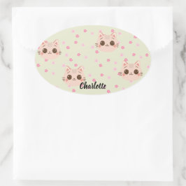 Schattigee Kat eenvoudige huisdier kitten Patroon  Ovale Sticker