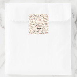 Schattigee Kat eenvoudige huisdier kitten Patroon  Vierkante Sticker