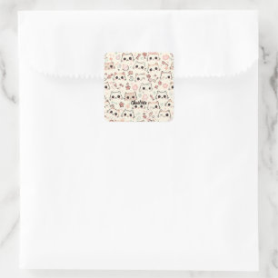 Schattigee Kat eenvoudige huisdier kitten Patroon Vierkante Sticker