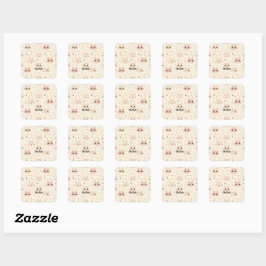 Schattigee Kat eenvoudige huisdier kitten Patroon  Vierkante Sticker