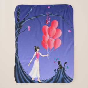 Schattigee kat en ballerina bij Midnight Tree Sher Sherpa Deken