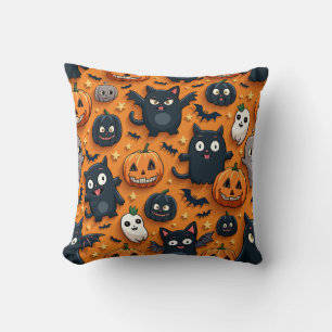 Schattigee Kat en Kattenpompoen Halloween Kussen