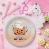 Schattigee kat en pompoen Halloween Baby shower Papieren Bordje