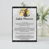 Schattigee kat en uil Halloween bruiloft veilighei Informatiekaartje (Staand voorkant)