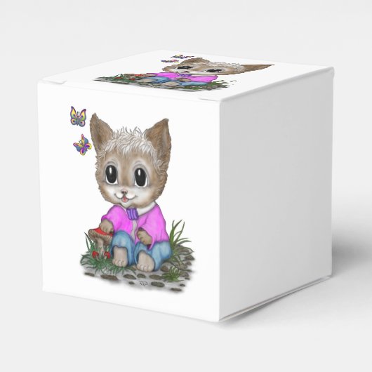 Schattigee kat en vlinder bedankdoosjes (Voorkant Zijde)