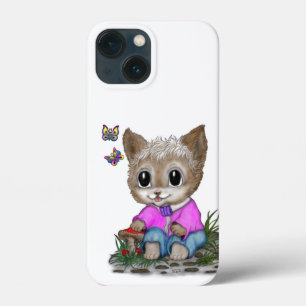 Schattigee kat en vlinder iPhone 13 mini hoesje