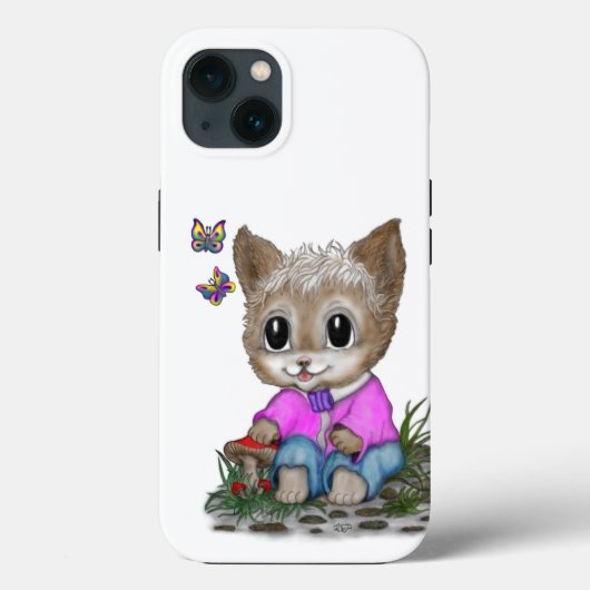 Schattigee kat en vlinder Case-Mate iPhone case (Achterkant)