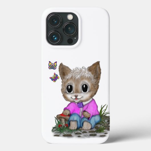 Schattigee kat en vlinder Case-Mate iPhone case (Achterkant)