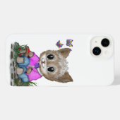 Schattigee kat en vlinder iPhone hoesje (Achterkant horizontaal)