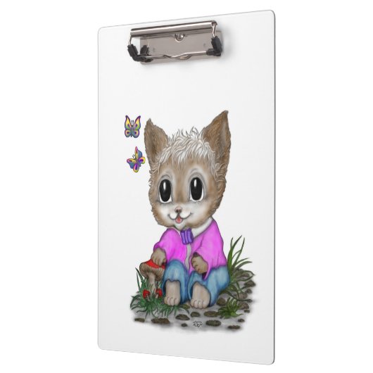 Schattigee kat en vlinder klembord (Links)