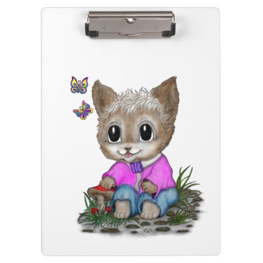 Schattigee kat en vlinder klembord (Voorkant)